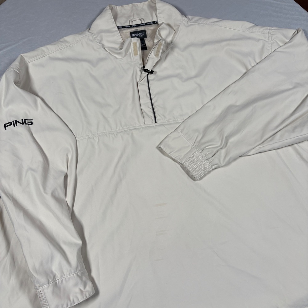 PING Collection Golf Windshirt Jacket Men's 4X White 1/4 Zip Pullover